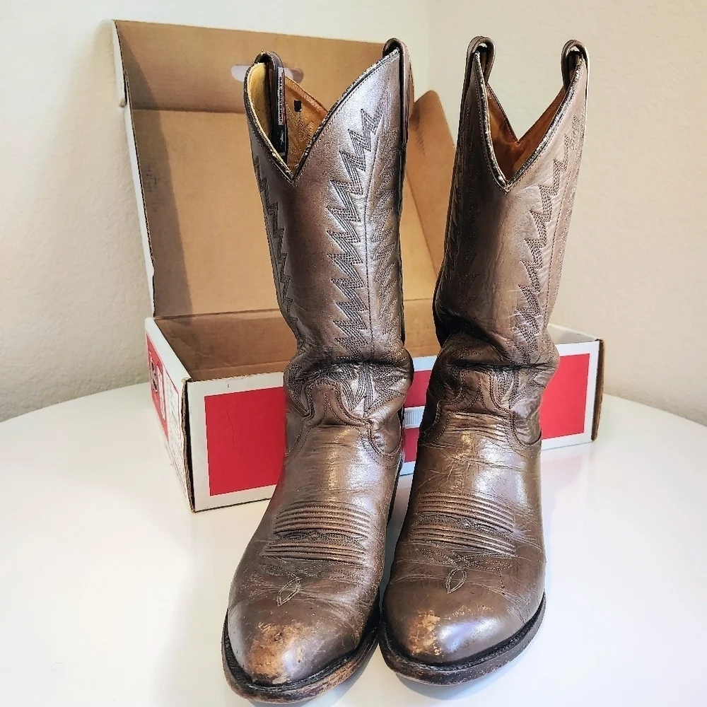 Justin Exotic Brown Leather Western Boots
